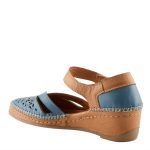 Spring Step Ezlyn - Leather Laser-Cut Wedge Sandal (Denim Multi)