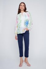 Coco Y Club Women's Watercolor Floral Peasant Blouse – Boho Woven Top – Spring 2026