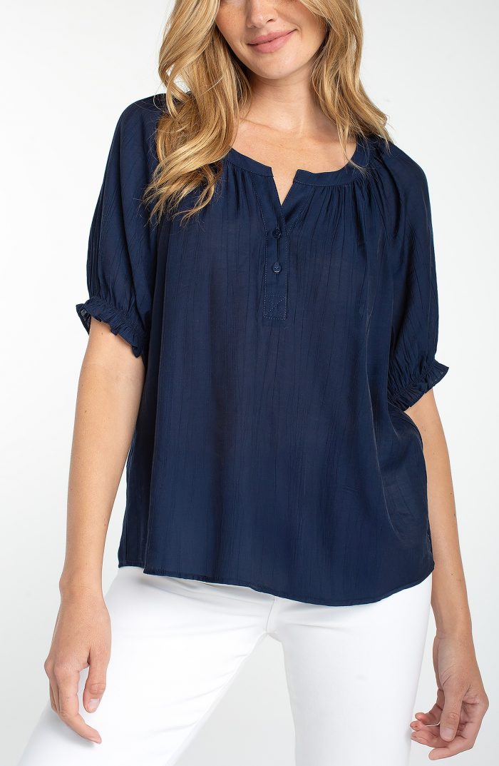 Liverpool Los Angeles Short Sleeve Half Placket Woven Blouse - Image 1