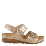 Flexus Poncia Gold Floral Comfort Wedge Sandal