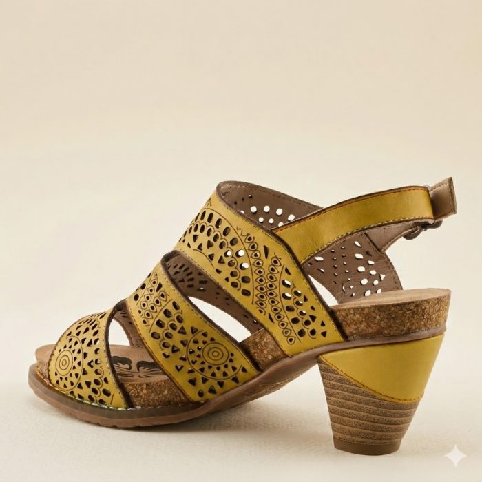 L'Artiste by Spring Step | Perfdfection Hand-Painted Leather Sandal – Yellow - Image 2