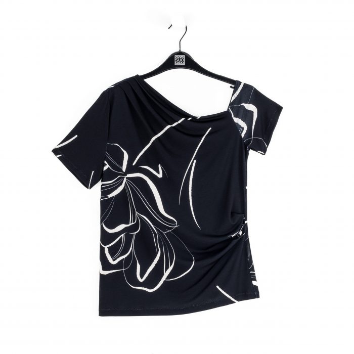 Clara Sunwoo Floral Outline Angular Drape Top - Image 5