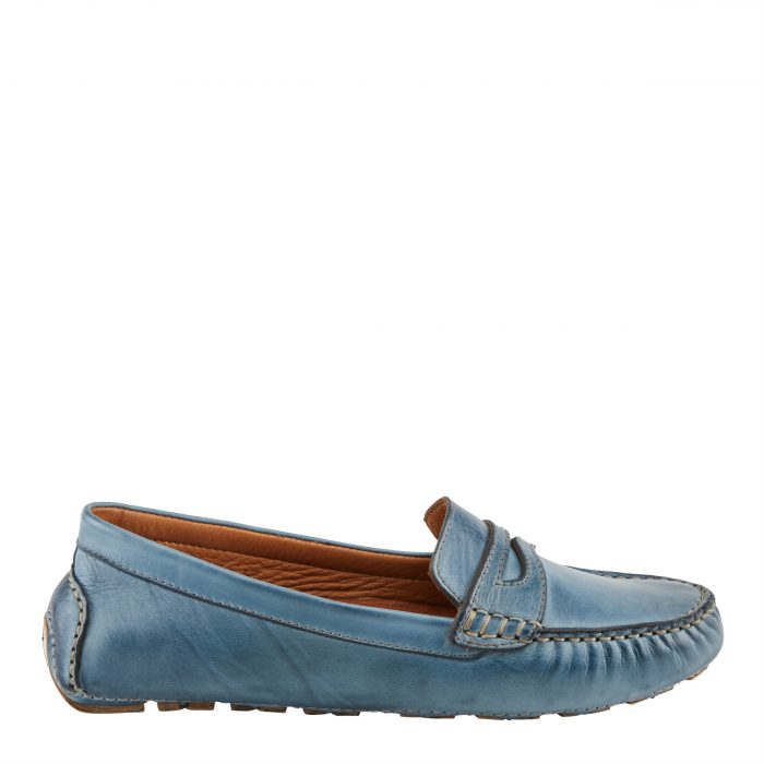 Spring Step Audette Women’s Blue Leather Penny Loafers - Image 2