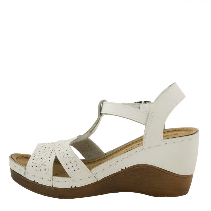 Flexus Natala Women’s T-Strap Wedge – White - Image 6