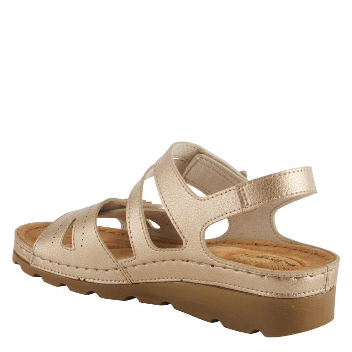 Flexus Poncia Gold Floral Comfort Wedge Sandal - Image 2
