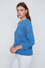 Coco Y Club Bluejay Pointelle Knit Jumper – Cotton & Viscose Blend - Image 2