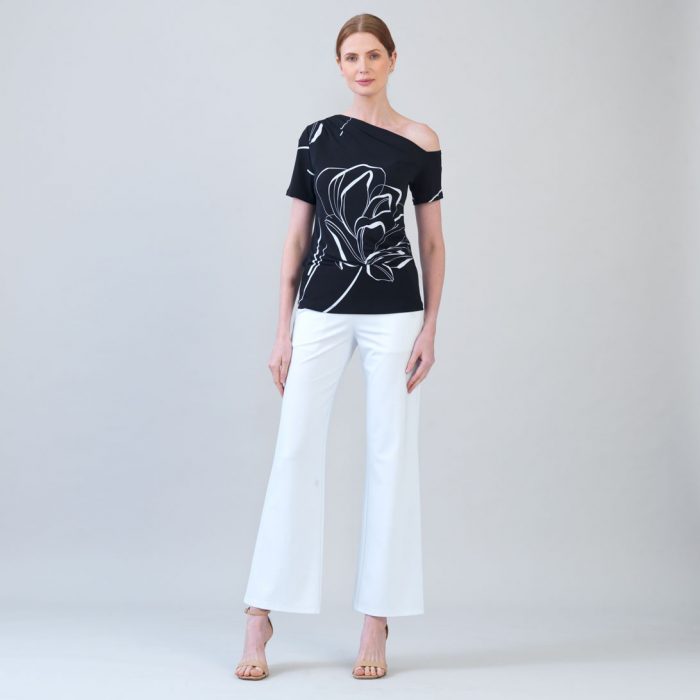 Clara Sunwoo Floral Outline Angular Drape Top - Image 7