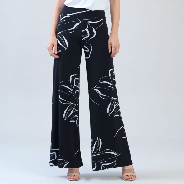 Clara Sunwoo Signature Palazzo Pant - Ethereal Petals White/Black - Image 2