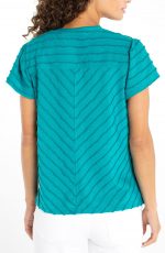 Liverpool Los Angeles Short Sleeve V-Neck Knit Top w/ Miter Detail - Image 3