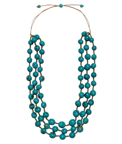 Tagua by Soraya Cedeno | Soleil Triple-Strand Statement Necklace – Turquoise
