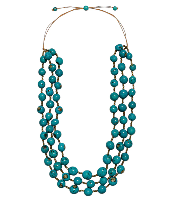 original.png Tagua by Soraya Cedeno | Soleil Triple-Strand Statement Necklace – Turquoise - Image 1