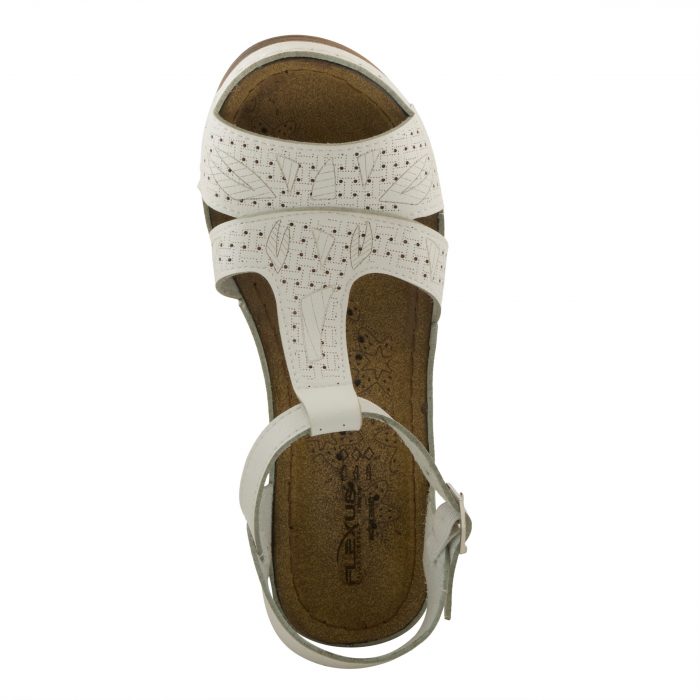Flexus Natala Women’s T-Strap Wedge – White - Image 5
