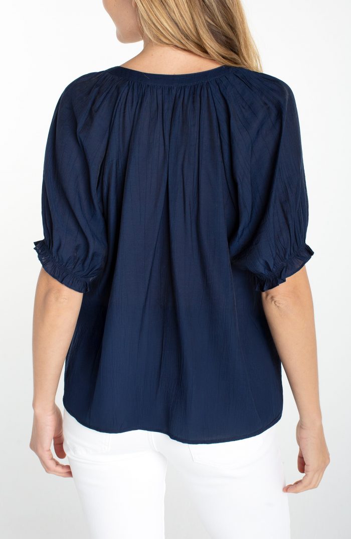 Liverpool Los Angeles Short Sleeve Half Placket Woven Blouse - Image 2
