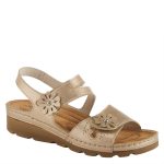 Flexus Poncia Gold Floral Comfort Wedge Sandal