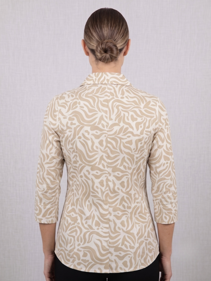 Zac & Rachel Animal Print Pearl Button Shirt (Irish Cream) - Image 2