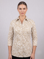 Zac & Rachel Animal Print Pearl Button Shirt (Irish Cream)