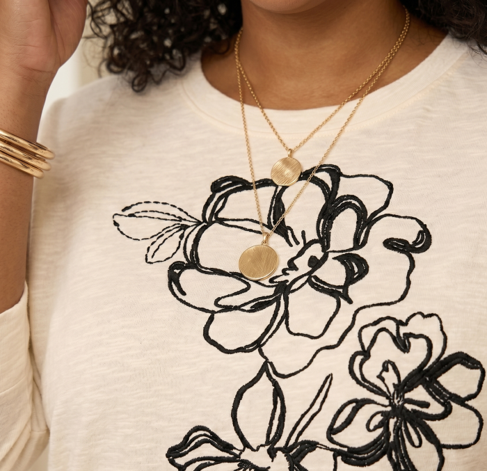 Democracy Plus-Size June Collection 3/4 Dolman Sleeve Scoop Neck Embroidered Knit Top - Image 2