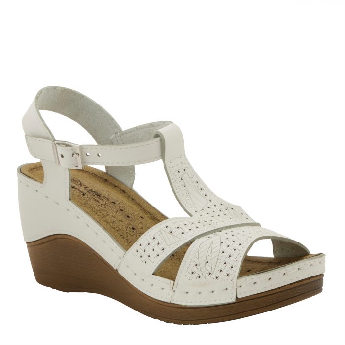 original.jpeg Flexus Natala Women’s T-Strap Wedge – White - Image 1
