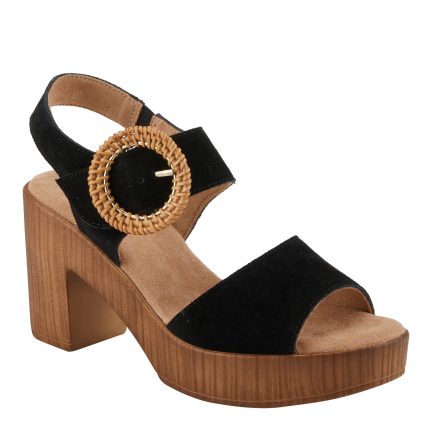 Spring Step Gamona Platform Sandal - Black Suede