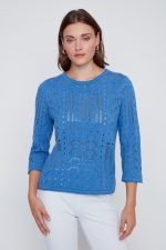 Coco Y Club Bluejay Pointelle Knit Jumper – Cotton & Viscose Blend - Image 3