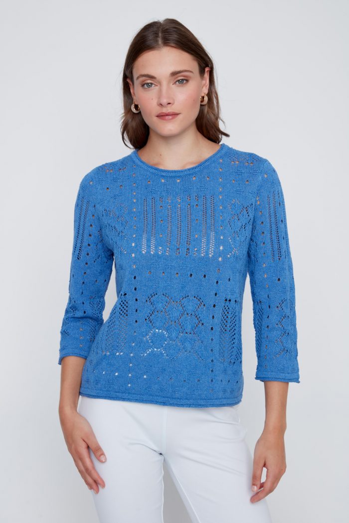 Coco Y Club Bluejay Pointelle Knit Jumper – Cotton & Viscose Blend - Image 3