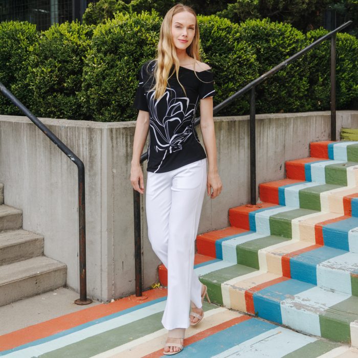 Clara Sunwoo Floral Outline Angular Drape Top - Image 4