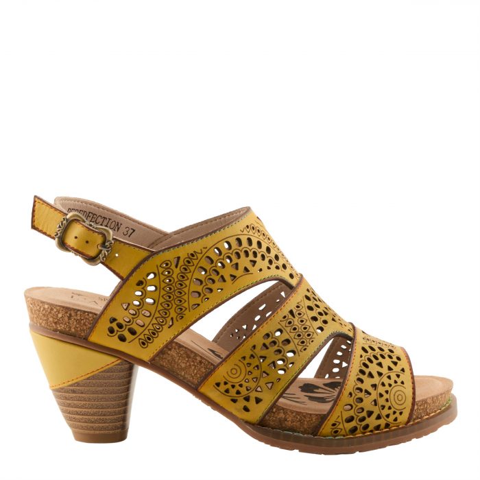 L'Artiste by Spring Step | Perfdfection Hand-Painted Leather Sandal – Yellow L'Artiste by Spring Step | Perfdfection Hand-Painted Leather Sandal – Yellow - Image 1