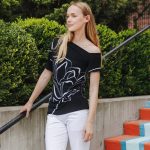 Clara Sunwoo Floral Outline Angular Drape Top