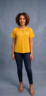 ZAC & RACHEL Spectra Yellow The Sunset Gold Keyhole Blouse - Image 2