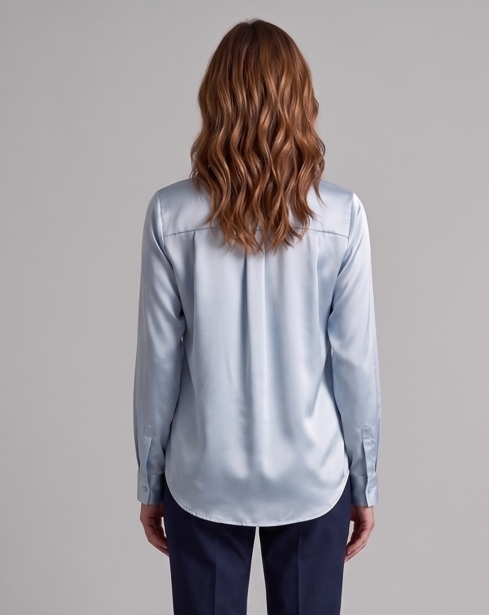 Ravel Slate Blue Silk-Satin Blouse - Image 5