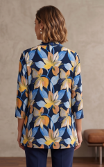 Zac & Rachel - Draped Floral Cardigan in Navy Blazer Multi - Image 3