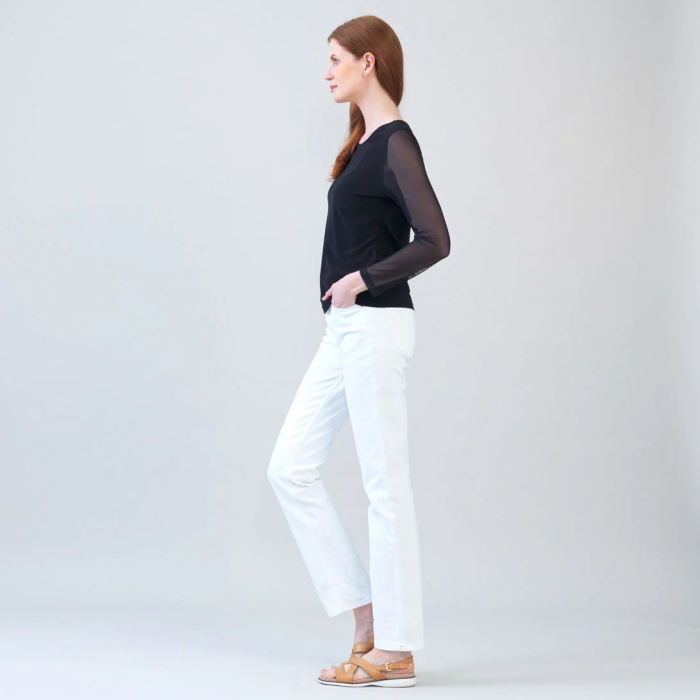 original.png Clara Sunwoo Sheer Mesh Long Sleeve Soft Knit Top T77M - Image 1