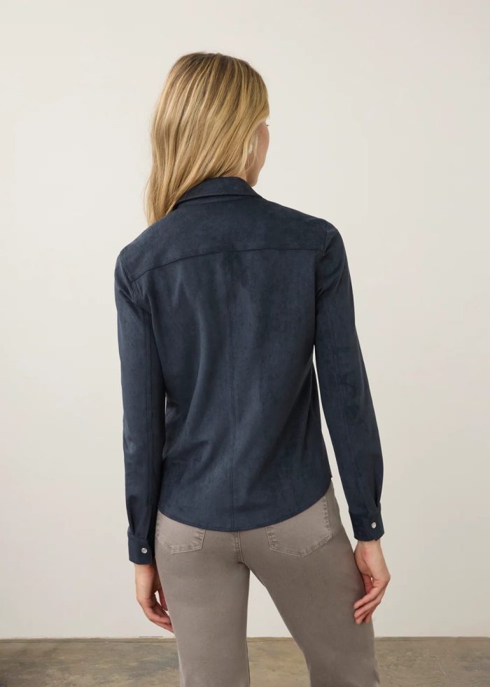 French Dressing Jeans Long Sleeve Suede Shirt – Blueberry - Image 2