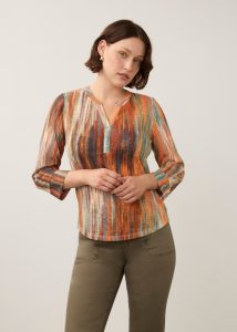 FDJ French Dressing Jeans 3/4 Sleeve Henley Top, Heat - Image 2