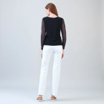 Clara Sunwoo Sheer Mesh Long Sleeve Soft Knit Top T77M - Image 3