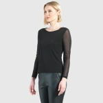 Clara Sunwoo Sheer Mesh Long Sleeve Soft Knit Top T77M - Image 2
