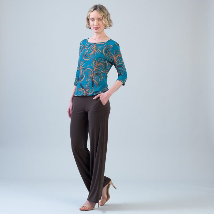 Clara Sunwoo Fall Leaves Scoop Neck 3/4 Sleeve Top Clara Sunwoo Fall Leaves Scoop Neck 3/4 Sleeve Top - Image 1