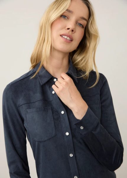 French Dressing Jeans Long Sleeve Suede Shirt – Blueberry